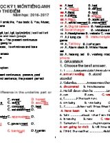Đề cương ôn tập học kỳ 1 môn Tiếng Anh 10 (Thí điểm) - Năm học 2016-2017